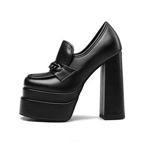 Chic Round Toe Slip-ons Platform Pumps