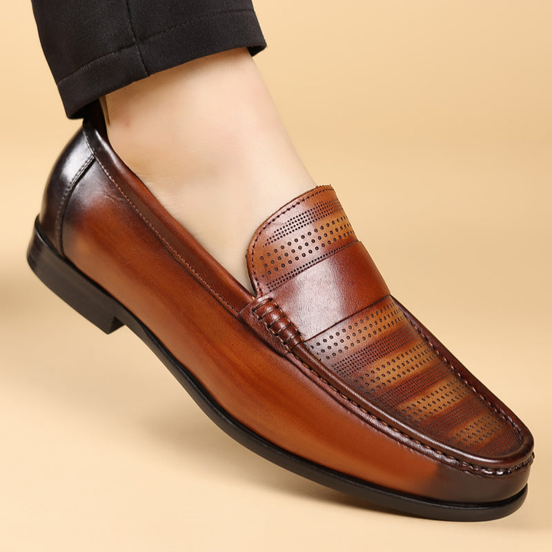 LuxLeather Elegant Genuine Leather Slip On Loafers