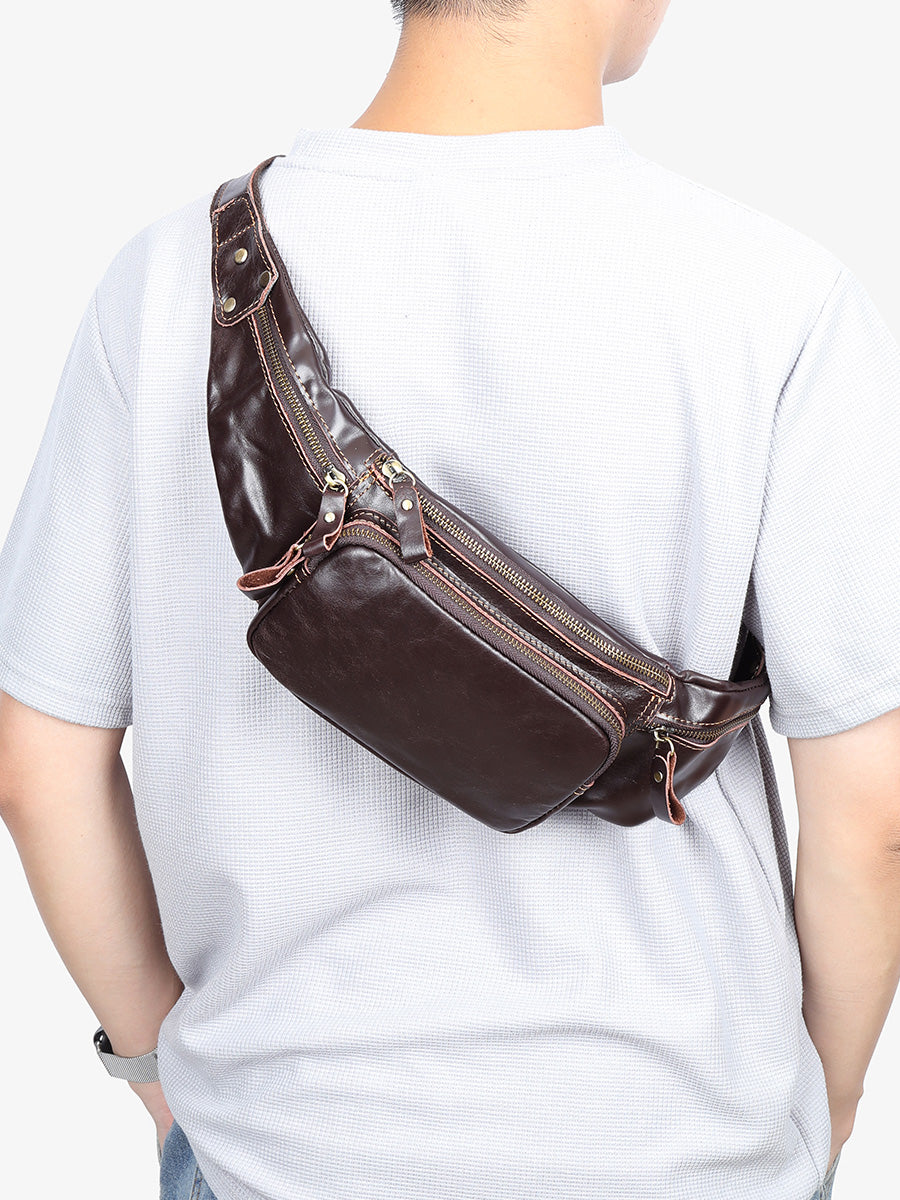 Luxury Leather Pillow Waist Messenger Bag