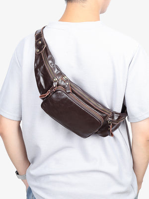 Luxury Leather Pillow Waist Messenger Bag