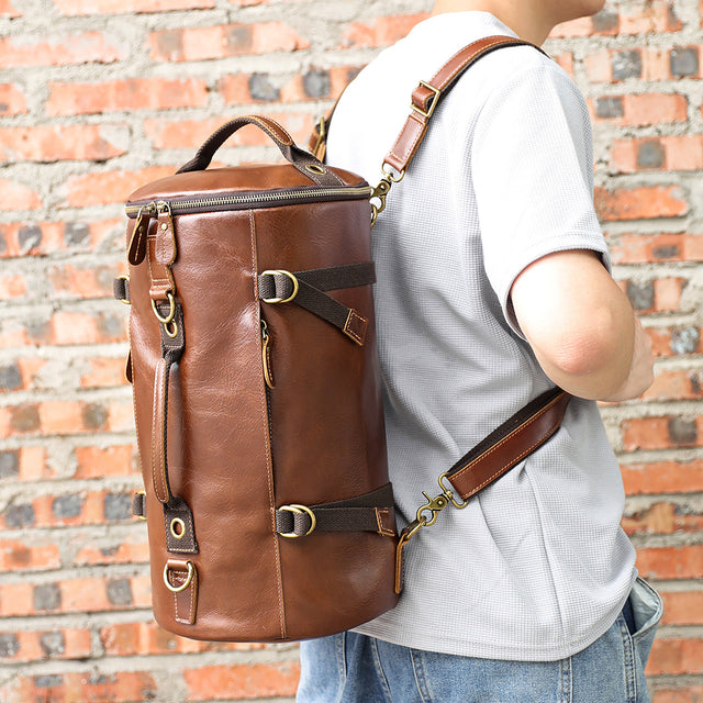 Deluxe Retro Leather Zipper Travel Messenger Bag N022