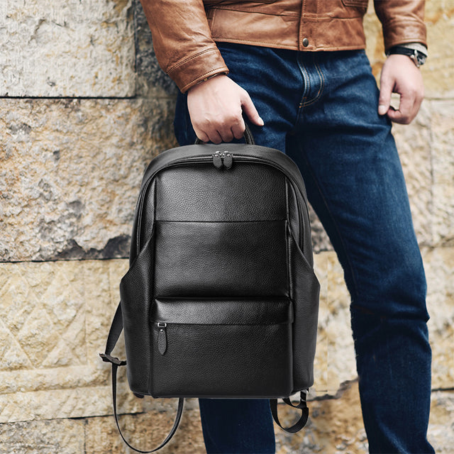 Luxury Leather Zipper Backpack