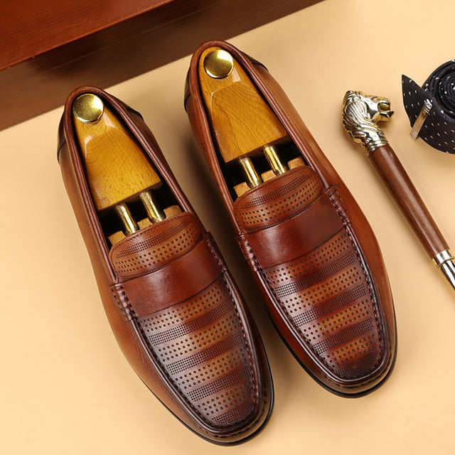 LuxLeather Elegant Genuine Leather Slip On Loafers