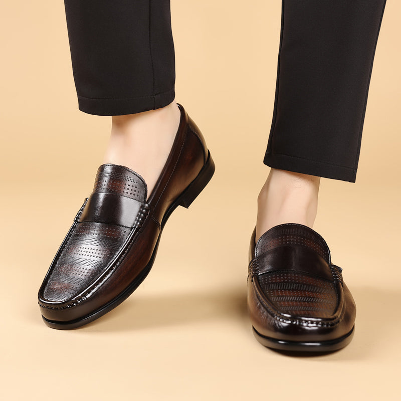 LuxLeather Elegant Genuine Leather Slip On Loafers