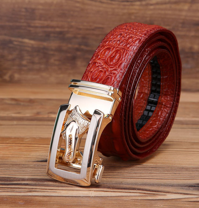 LuxeMod Retro Exotic Solid Cow Skin Belt