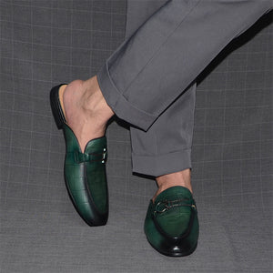 Elegant Embossed Leather Business Slippers