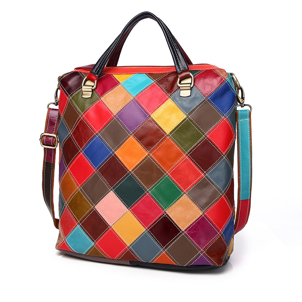 Chic Leather Exotic Patchwork Closure Backpack