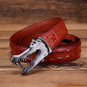 CrocLuxe Copper Buckle Gator Skin Luxury Belt