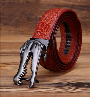 CrocLuxe Copper Buckle Gator Skin Luxury Belt