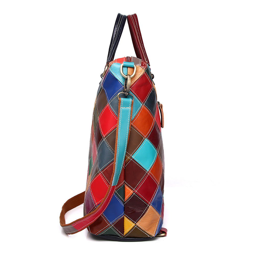 Chic Leather Exotic Patchwork Closure Backpack