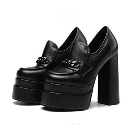 Chic Round Toe Slip-ons Platform Pumps