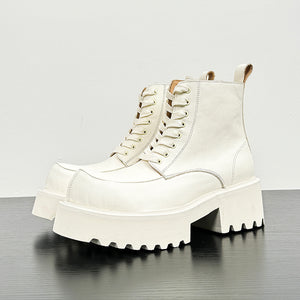 ChicHide Lace-up Platform Big Head Ankle Boots