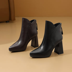 Autumn Elegance Thick Heels Ankle Boots