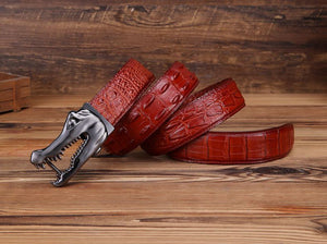 CrocLuxe Copper Buckle Gator Skin Luxury Belt