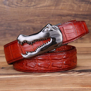 CrocLuxe Copper Buckle Gator Skin Luxury Belt