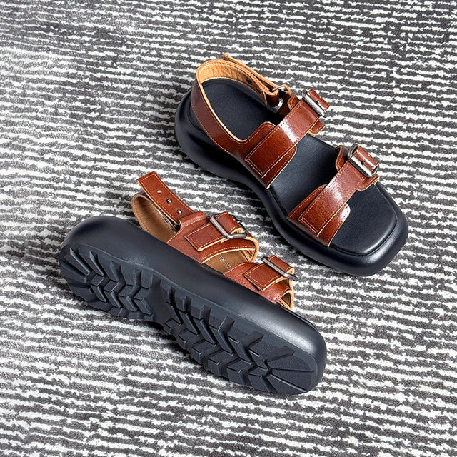 Exoticade Chic Buckle Leather Sandals