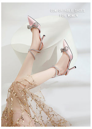 CrystalLuxe Chic Strap High Heel Sandals