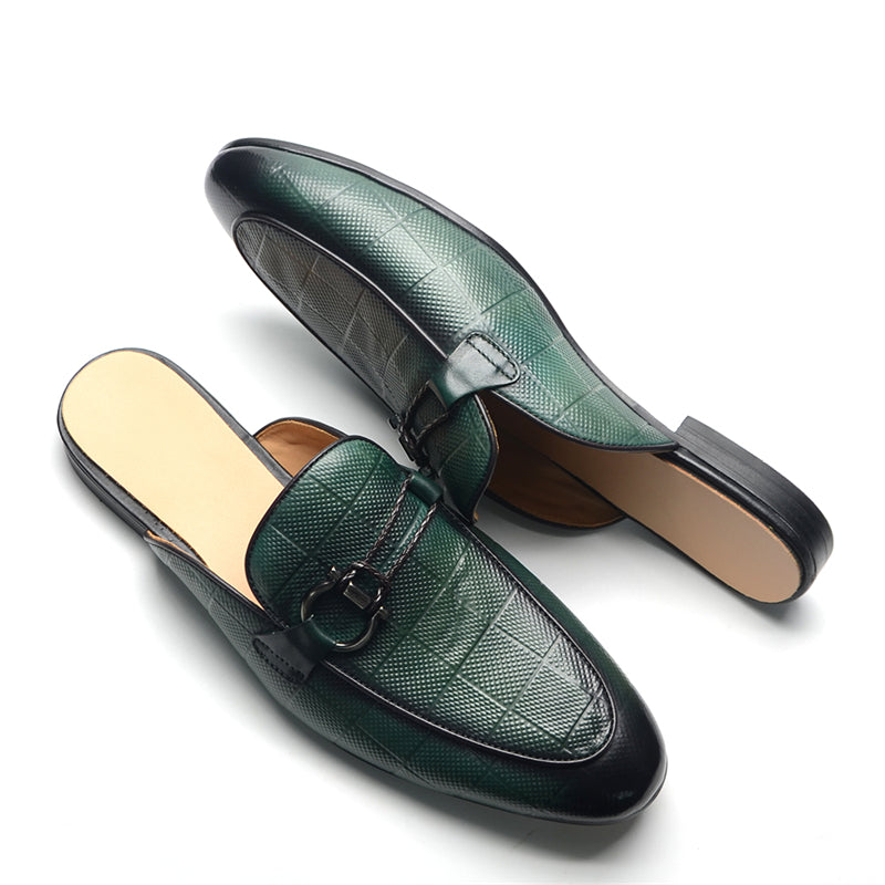 Elegant Embossed Leather Business Slippers