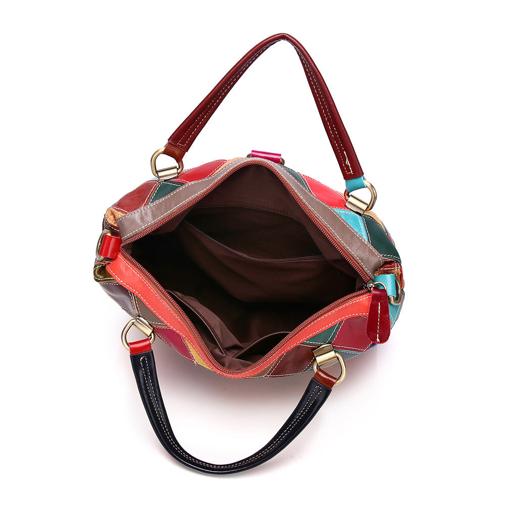 Chic Leather Exotic Patchwork Closure Backpack