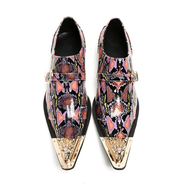 Luxe Exotic Texture Leather Slip-on Dress Shoes