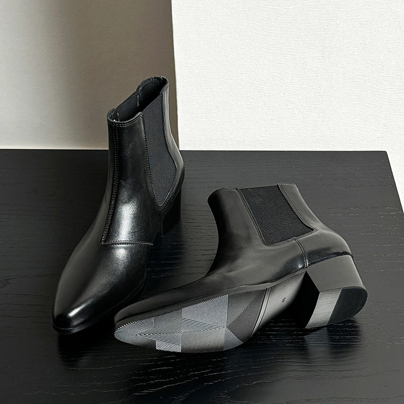 Chic Leather Pointed Toe Chelsea Boots