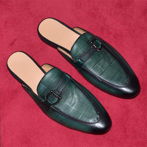 Elegant Embossed Leather Business Slippers