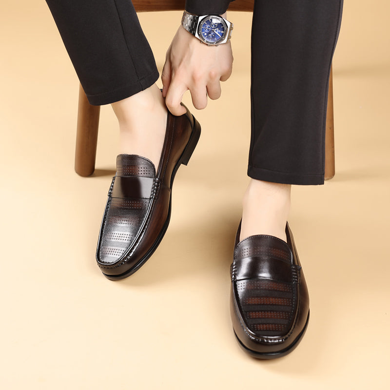 LuxLeather Elegant Genuine Leather Slip On Loafers