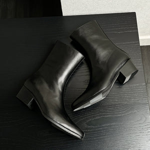 LeatherLux Opulent Genuine Leather Slip-On Ankle Boots