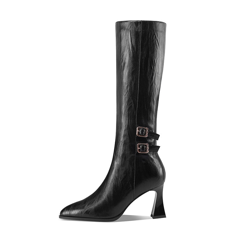 LeatherLux Chic Pointed Toe Winter Boots