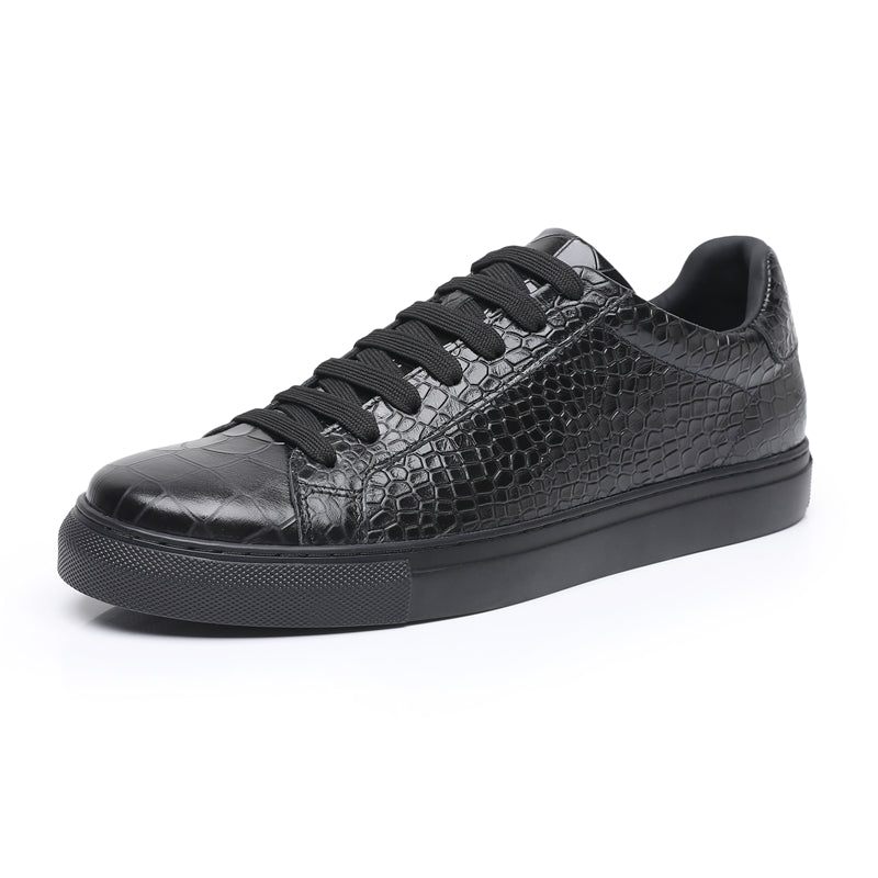 LuxeLeather Textured Lace-up Platform Sneakers