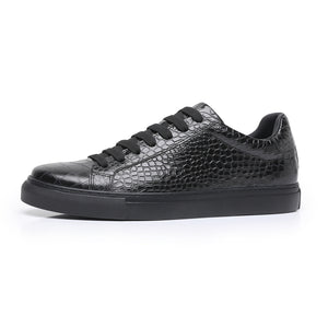 LuxeLeather Textured Lace-up Platform Sneakers