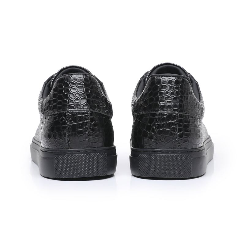 LuxeLeather Textured Lace-up Platform Sneakers