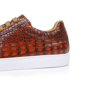 LuxeLeather Textured Lace-up Platform Sneakers