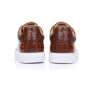 LuxeLeather Textured Lace-up Platform Sneakers