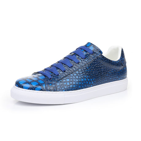 LuxeLeather Textured Lace-up Platform Sneakers