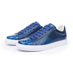 LuxeLeather Textured Lace-up Platform Sneakers