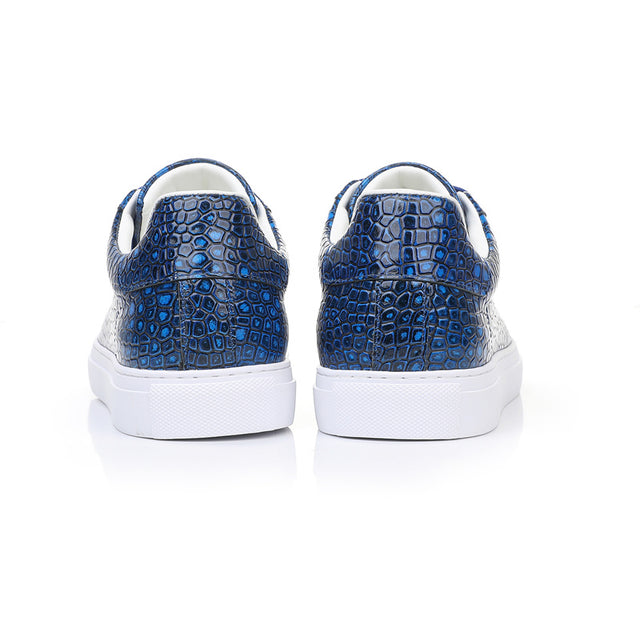 LuxeLeather Textured Lace-up Platform Sneakers