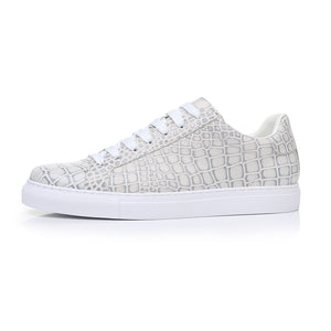 LuxeLeather Textured Lace-up Platform Sneakers