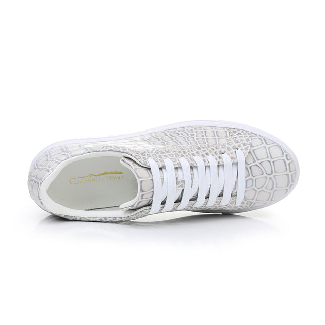 LuxeLeather Textured Lace-up Platform Sneakers