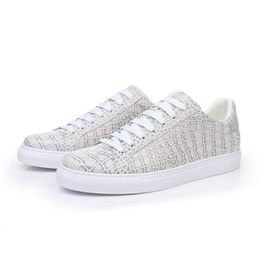 LuxeLeather Textured Lace-up Platform Sneakers