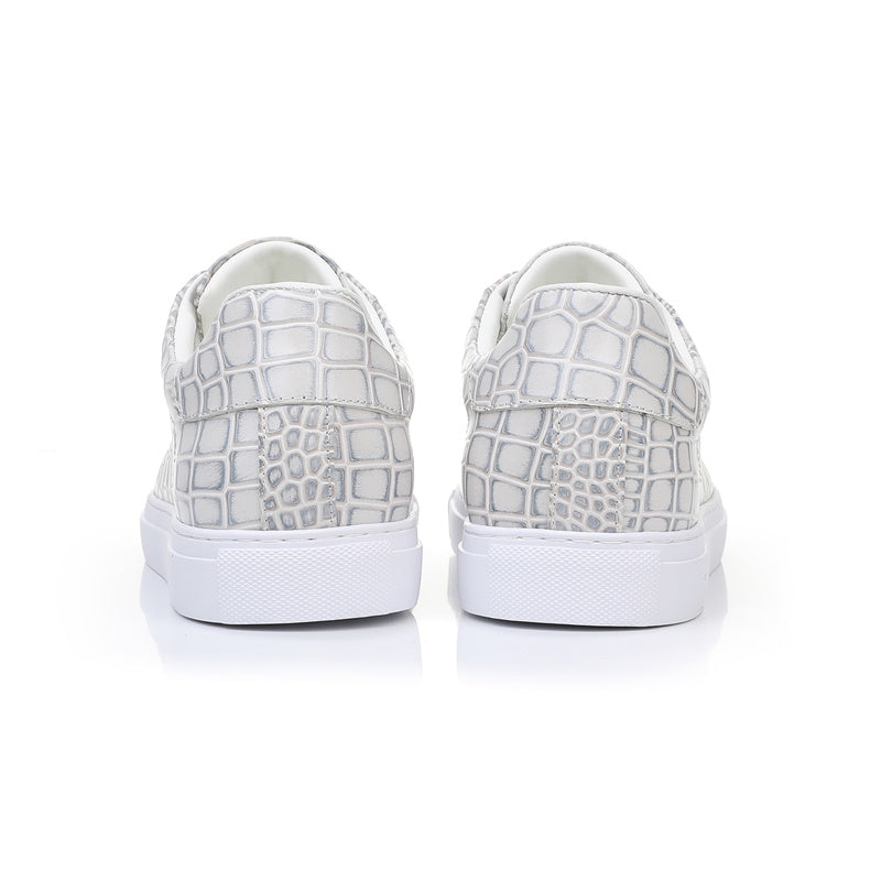 LuxeLeather Textured Lace-up Platform Sneakers