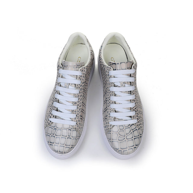 LuxeLeather Textured Lace-up Platform Sneakers