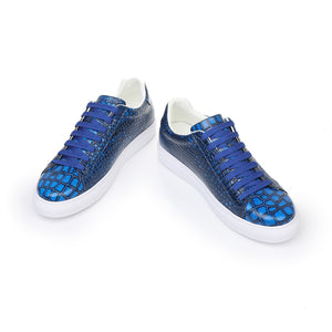 LuxeLeather Textured Lace-up Platform Sneakers