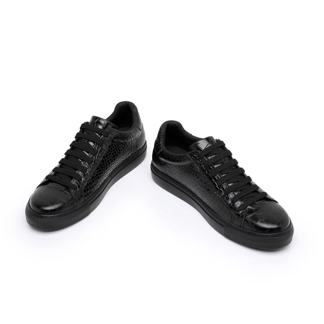 LuxeLeather Textured Lace-up Platform Sneakers