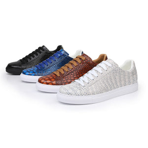 LuxeLeather Textured Lace-up Platform Sneakers