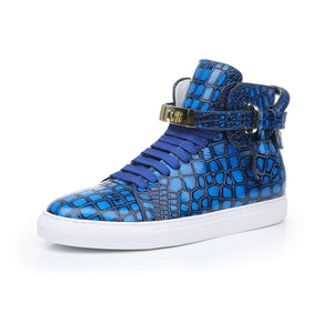 LuxeCroco Embossed High Top Designer Flat Sneakers