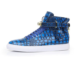 LuxeCroco Embossed High Top Designer Flat Sneakers