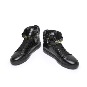 LuxeCroco Embossed High Top Designer Flat Sneakers