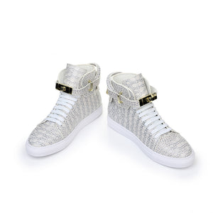 LuxeCroco Embossed High Top Designer Flat Sneakers