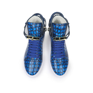 LuxeCroco Embossed High Top Designer Flat Sneakers